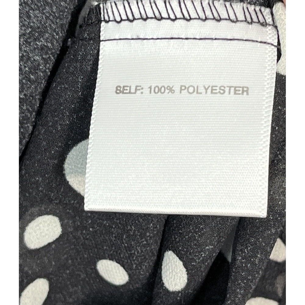 Women's Polka Dot Black w/White Top XS Whimsical Smocked Flowing Semi Sheer - Picture 7 of 11